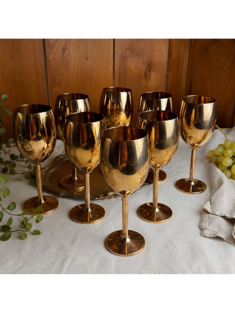 Vintage Solid Brass Wine Goblets Set of 2 7” Stemware Wedding Toasting